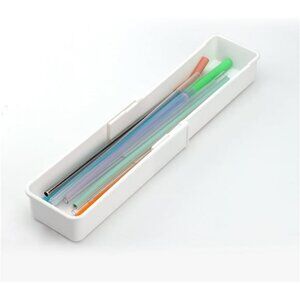 Expandable Straw Drawer Organizer Clear Plastic Kitchen Utensil Storage Holder